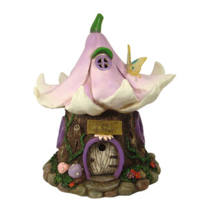 Solar Fairy Flower House - "Fairies Welcome" - Purple