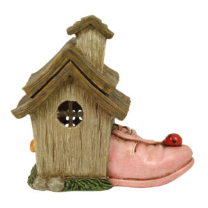 Fairy House w/Ladybug Shoe - 13cmL