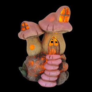 LED Twin Mushroom House - 17.5cm - Pink