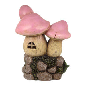 LED Twin Mushroom House - 17.5cm - Pink