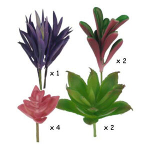 Artificial Succulent Plants - Mixed Pack of 9